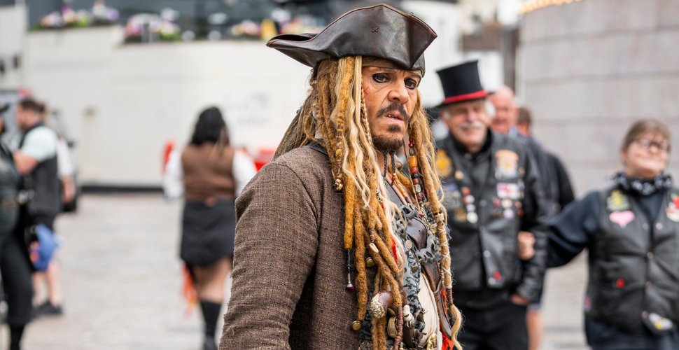 Jonty Depp as Jack Sparrow at Pirates Weekend in Plymouth